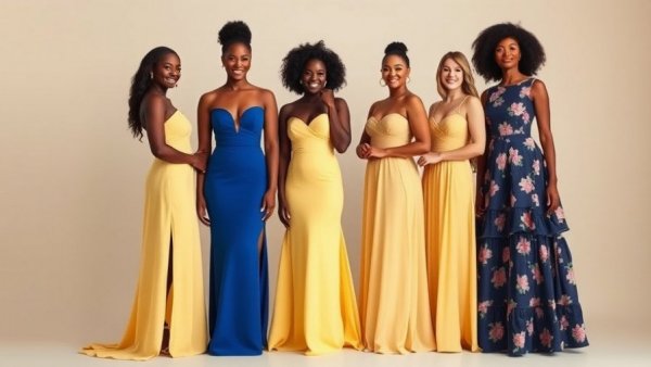 Non-satin bridesmaid dresses in diverse styles and colors.