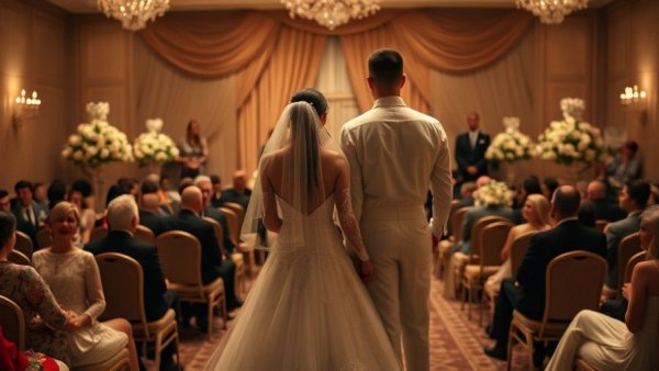 Best 2007 Wedding Songs: Elegant wedding scene with bride and groom.