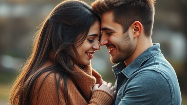 Tender moment of a couple embracing, conveying love and connection.