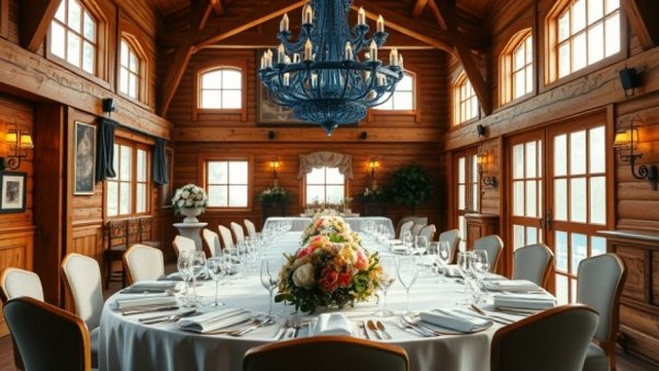Mountain Retreat Wedding reception with elegant table setting