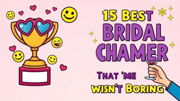 Colorful bridal shower games design with playful icons and text.