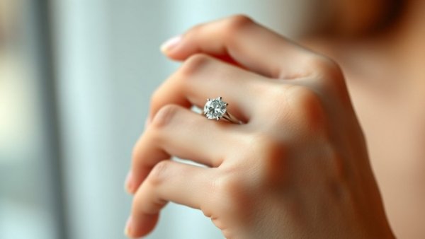 Diamond engagement ring on hand showcasing a wedding band.