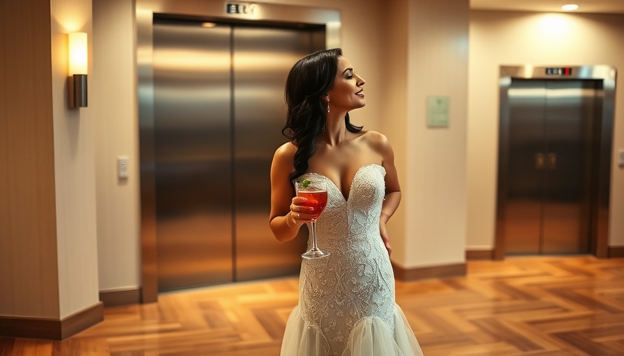 Couple kissing at wedding after-party in elegant attire.