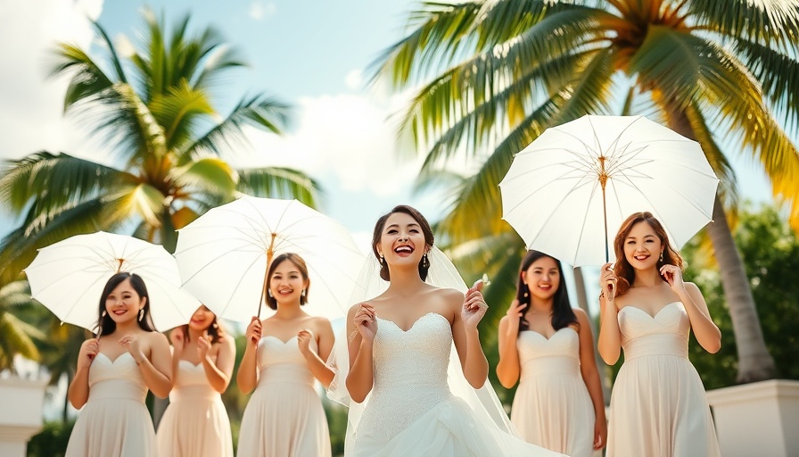 Soft Italian Wedding Elegance with bride and bridesmaids under palm trees.