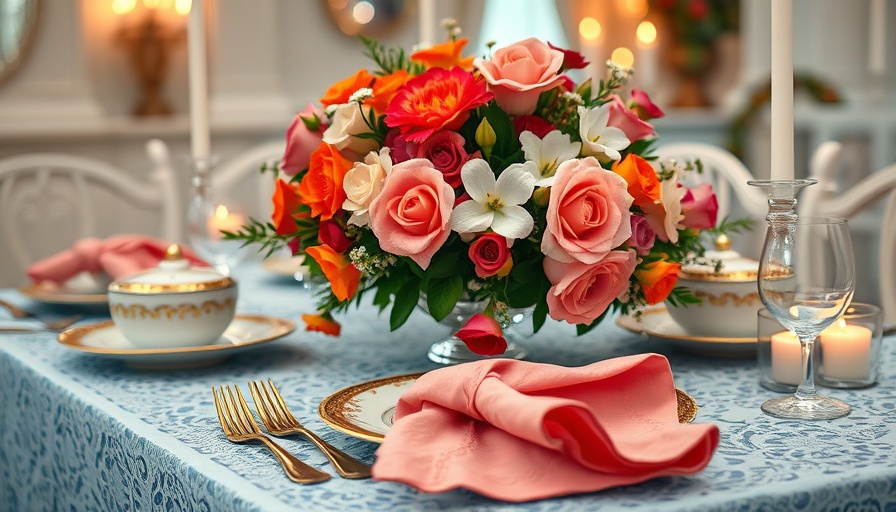 Elegant wedding table setting with floral centerpiece and china.