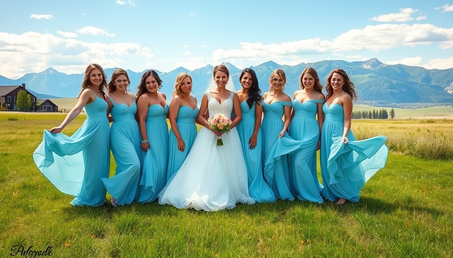 Smiling bridesmaids and bride in Colorado mountain venue.