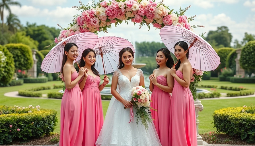 Chateau de Champlatreux wedding decor with bride and bridesmaids.
