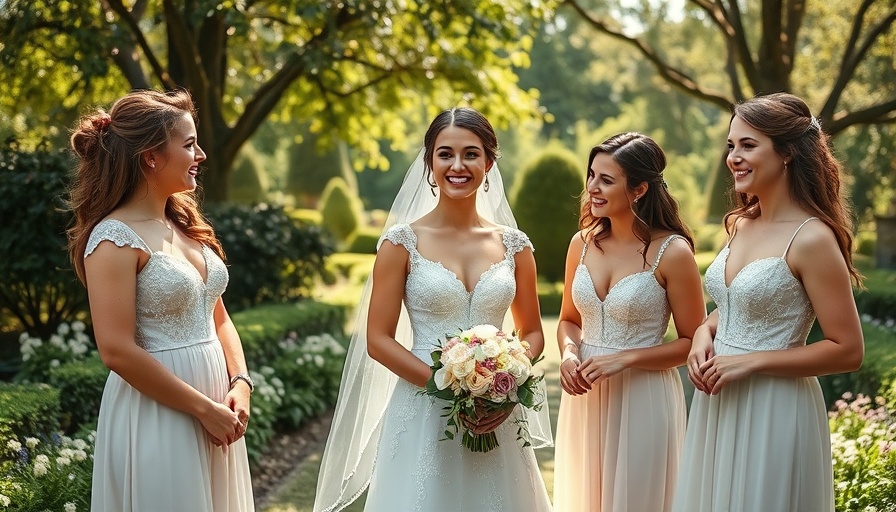 Alice in Wonderland-inspired garden wedding with bride and bridesmaids