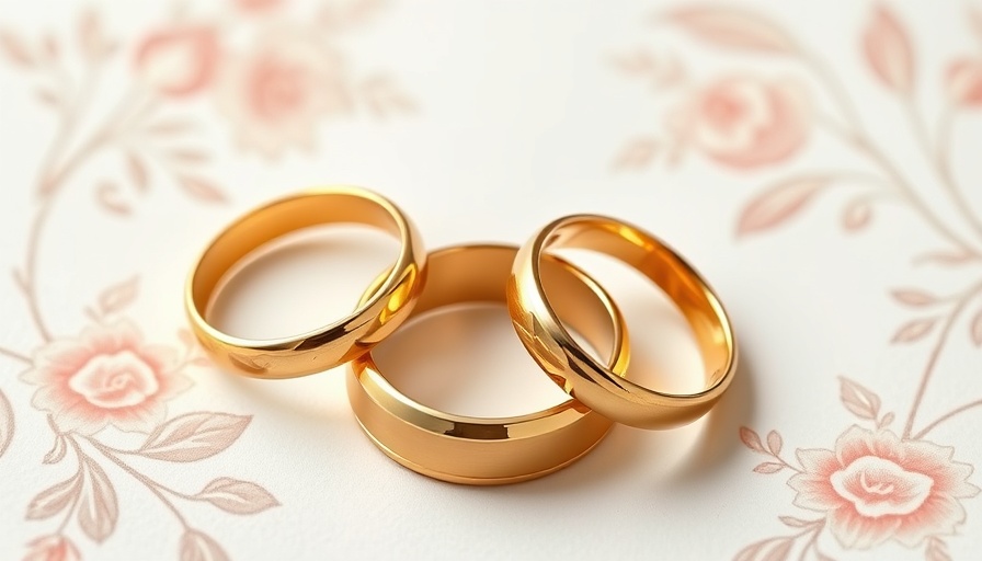 Gold rings on floral monogram for at home spring wedding ideas.