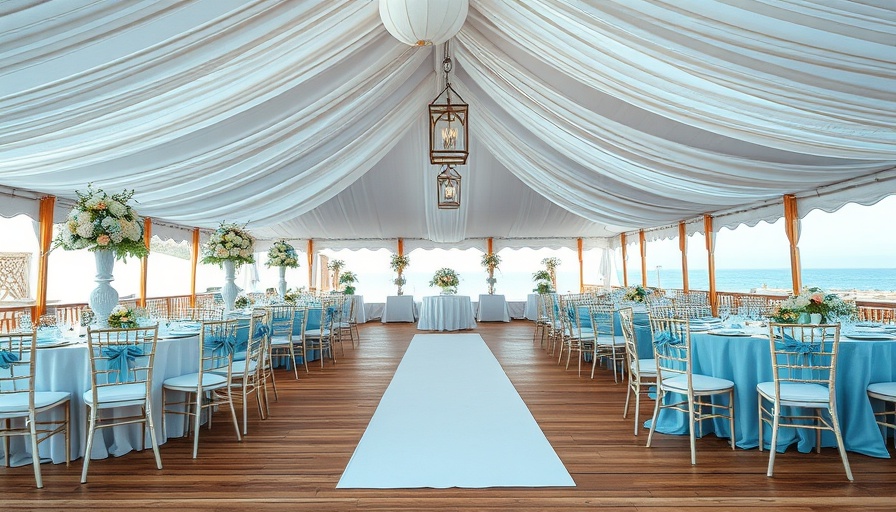 Elegant coastal wedding decor inspiration with white and blue accents.