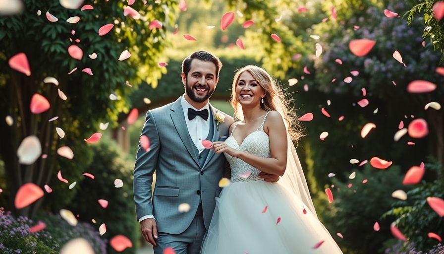 Radiant estate wedding celebration with joyful couple.