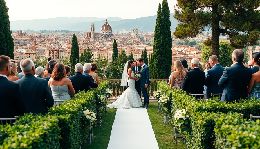Elegant destination wedding venue in Florence with cityscape view.