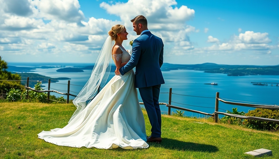 Big Cedar Lodge wedding venues with bride and groom on scenic hilltop.