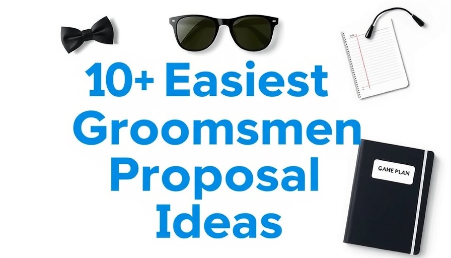 Easy groomsmen proposal ideas graphic with tuxedo and game plan.
