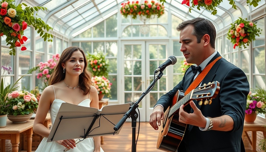 Whimsical wedding ideas with musicians in a floral greenhouse.