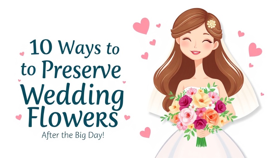 Illustrated bride with bouquet, preserve wedding flowers focus