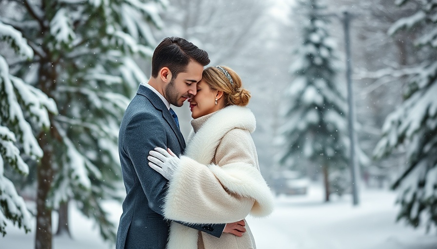Winter wedding attire over dress for a cozy occasion.