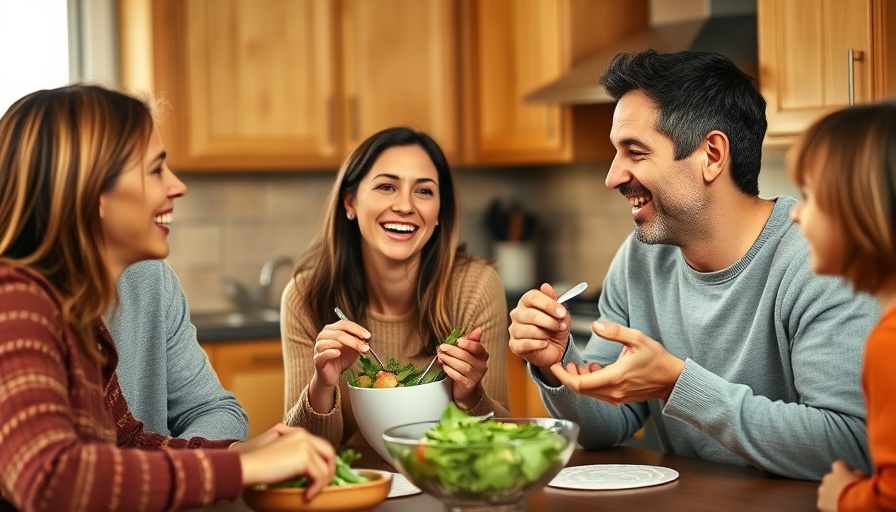 Family gathered at table sharing food, Transformative Table Gatherings.