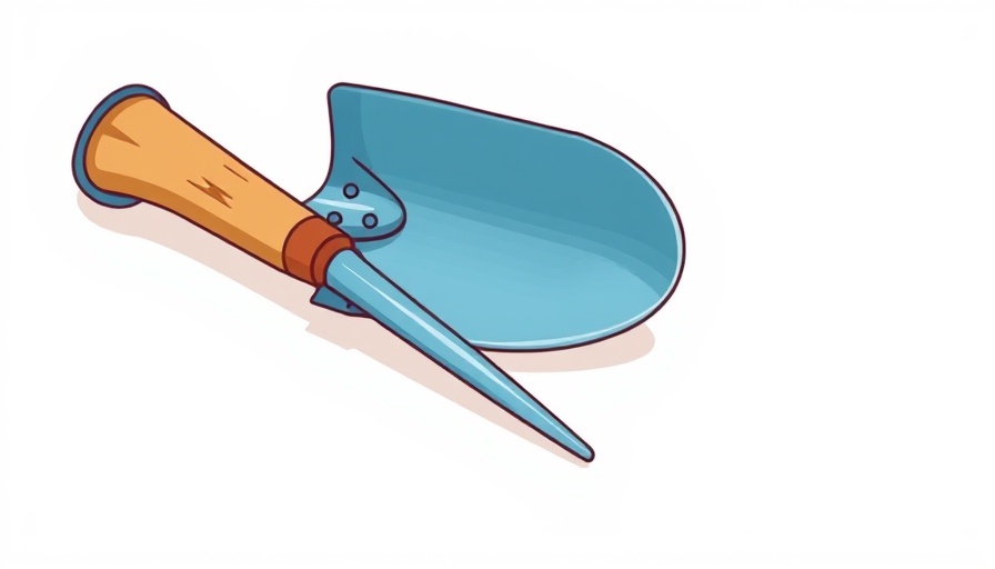 Cartoon hand shovel illustration for community composting benefits