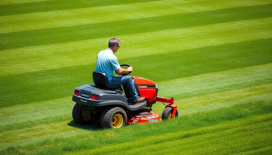 Lawn care worker mowing field, uplifting underprivileged talent in Gauteng.