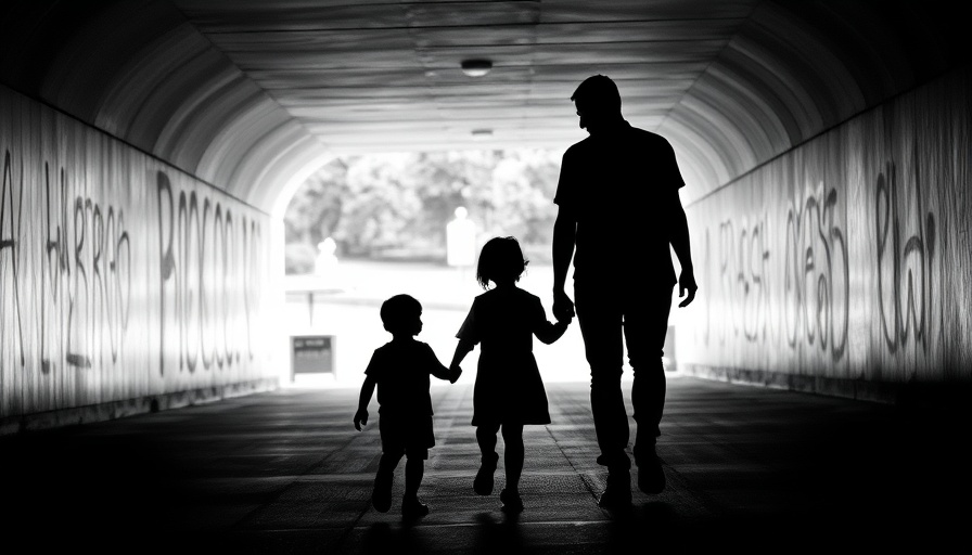 Silhouette of adult and child in an underpass illustrating the impact of HOPE South Florida.