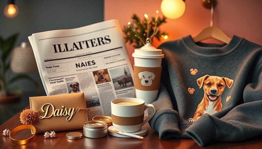 Sentimental gifts including a bracelet, custom newspapers, and pet sweatshirts.