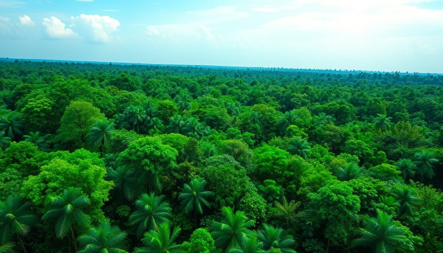 Dense Amazon rainforest with vibrant green trees growing bigger.