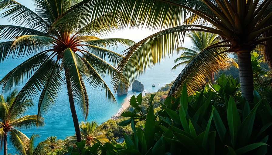 Tropical UNESCO Biosphere Reserve with lush scenery and ocean view.
