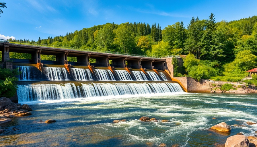 Dam removal in Maine to improve salmon habitat, showing cascading water and lush surroundings.