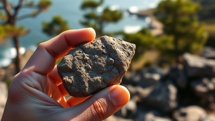Close-up of archaeologist's hand holding stone artifact, Land Bridge Discovery.