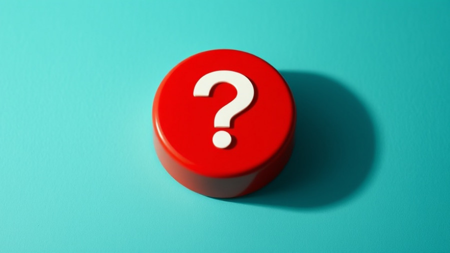Red button with question mark symbol on turquoise background, leadership success query.
