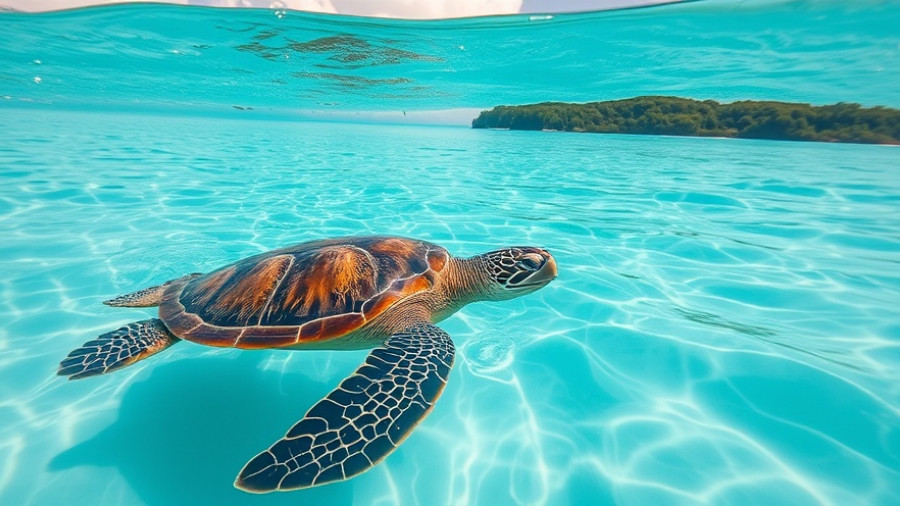 Sea turtle swimming in clear ocean - good news stories.