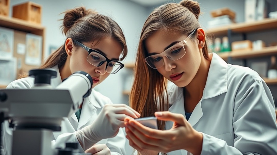Scientists examining sample for injectable hydrogel voice loss treatment in lab.
