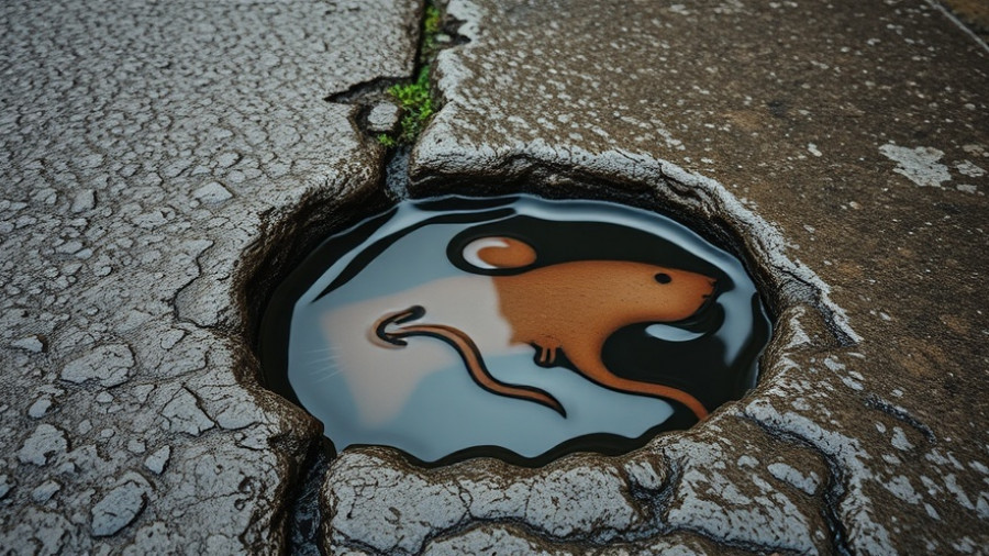 True Origin of Chicago’s Famous Splatatouille: Rat-shaped pothole with water.