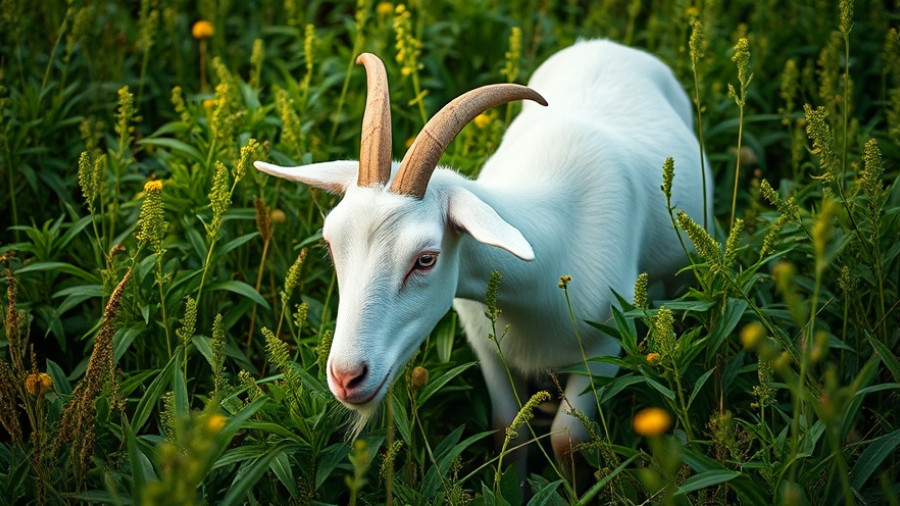 Eco-friendly goat grazing in lush greenery for landscaping