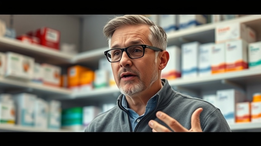 Affordable state-branded insulin announcement in California pharmacy.