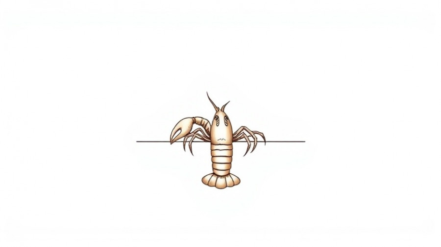 Minimalist lobster drawing represents ban boiling crabs and lobsters alive