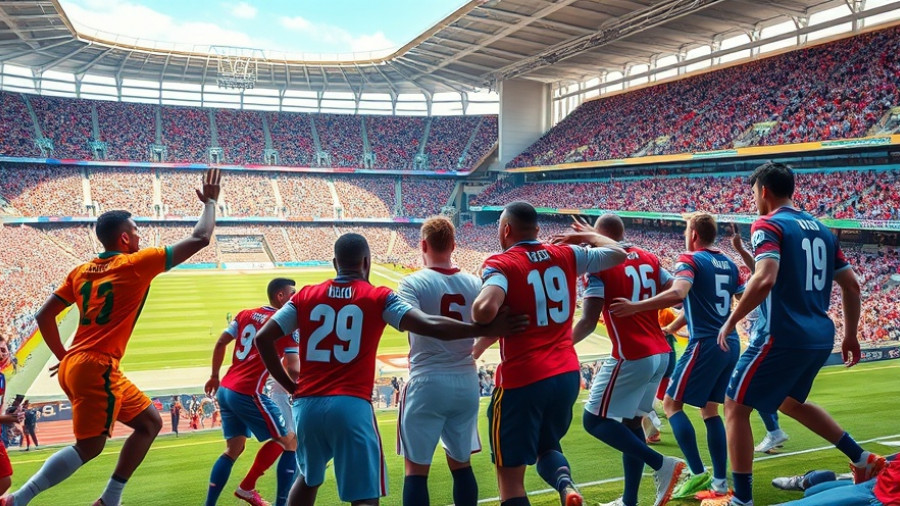 Equal Access for Athletes: Diverse athletes celebrating unity in a stadium.