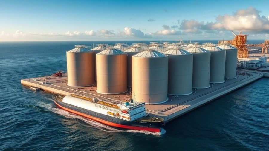 World's First Large-Scale CO2 Storage Facility near ocean with tanker docked.