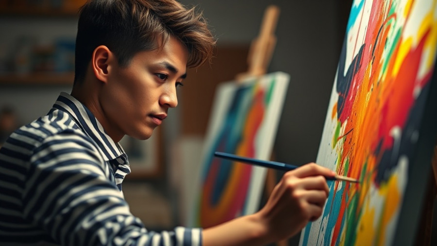 Artist painting in studio, highlighting Ireland Basic Income for Artists.