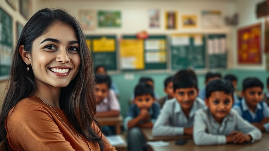 AI-powered education in rural schools: teacher in classroom with students.