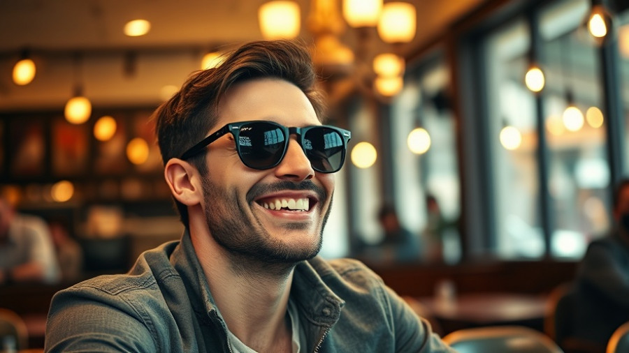 Casually stylish man in a café, warm ambiance, Trading Strategies for Dow Futures.