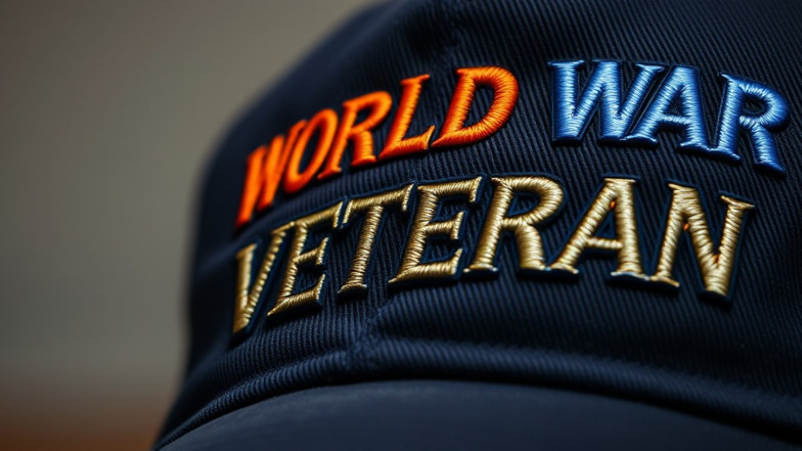Close-up of World War II veteran cap.