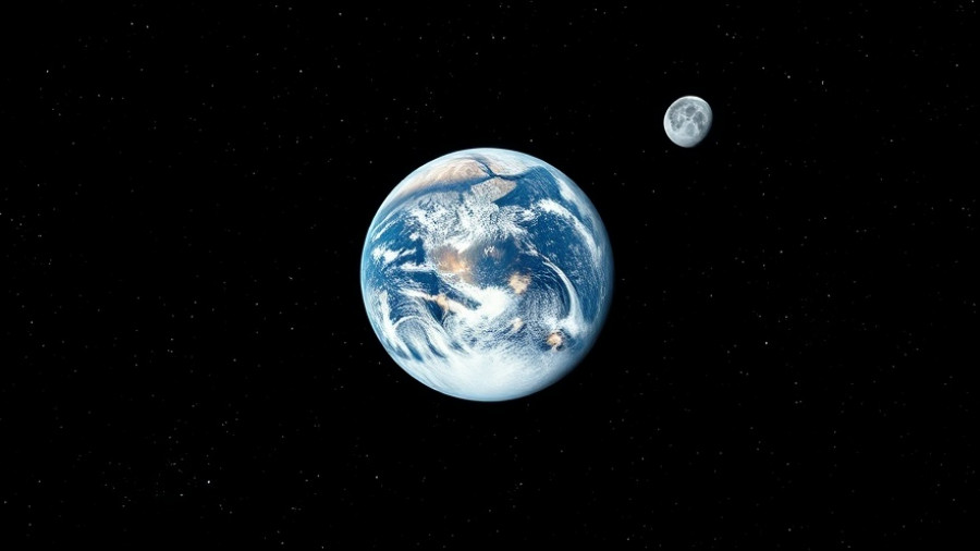 Earth and moon in space background, Arjuna 2025 PN7.