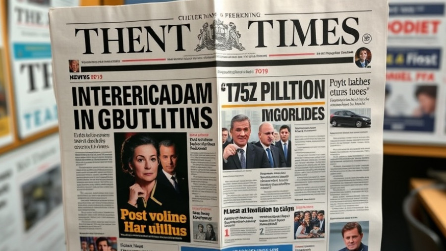 Sponsored Content in Business News, newspaper front page with bold headlines.