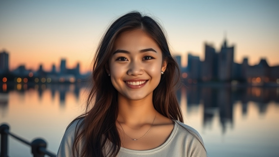 Young woman by a lake at dusk for Morning Tech newsletter.