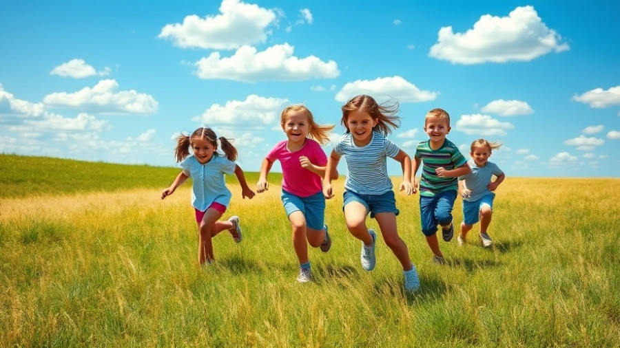 Children in a park playing under a sunny sky, related to ADA-SCID.