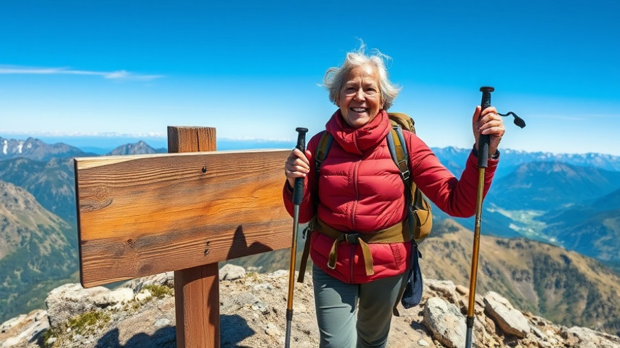 Oldest woman to hike Appalachian Trail celebrates at summit with poles.