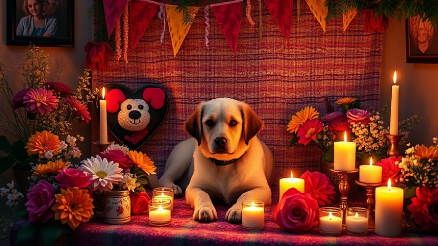 Honoring Pets on Day of the Dead: Vibrant altar with flowers and candles.