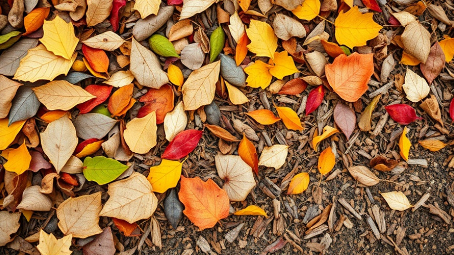 Colorful leaves and mulch transitioning to free fertiliser.